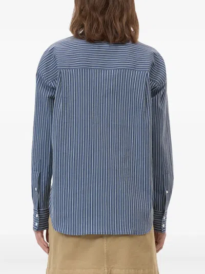 排扣条纹衬衫