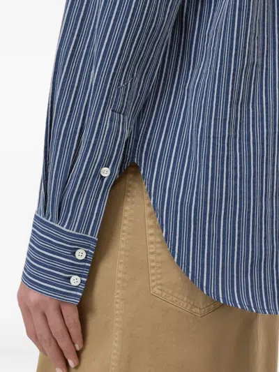 排扣条纹衬衫