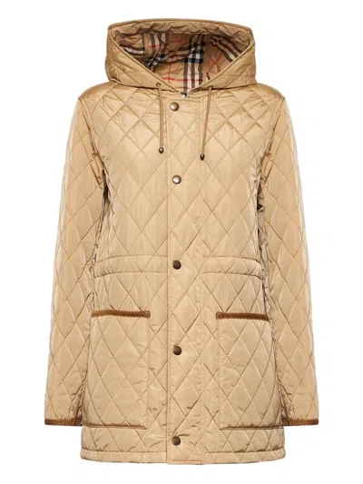 Burberry Beige Nylon Bromley Quilted Parka