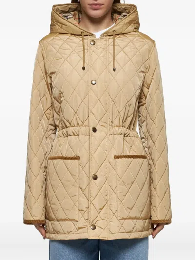 Burberry Beige Nylon Bromley Quilted Parka