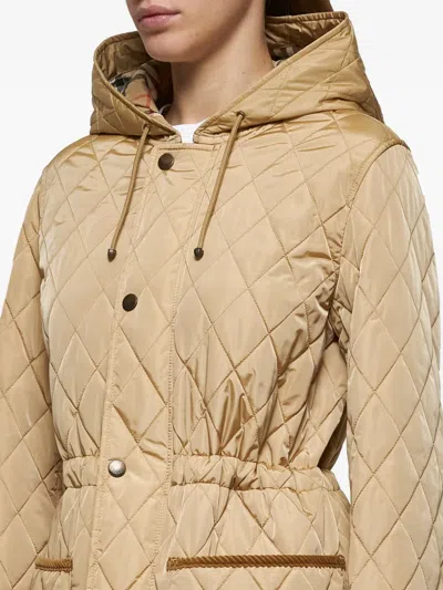 Burberry Beige Nylon Bromley Quilted Parka