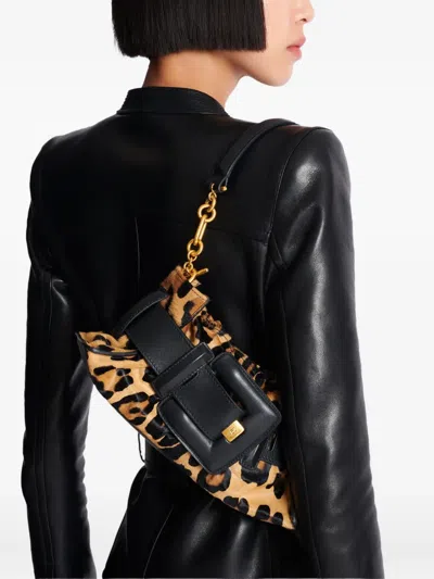 Balmain Mini Leopard Print Shoulder Bag In Multi