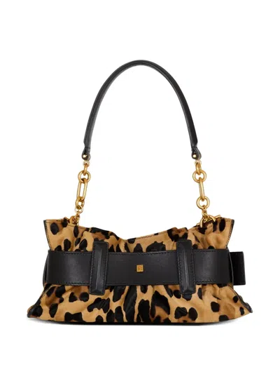Balmain Mini Leopard Print Shoulder Bag In Multi