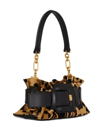 Balmain Mini Leopard Print Shoulder Bag In Multi