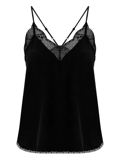 Zadig & Voltaire Christy Strass Crepe De Chine Cami In Black