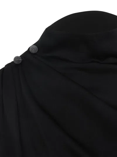 Fabiana Filippi Asymmetric Midi Dress Button Embellishments In Black