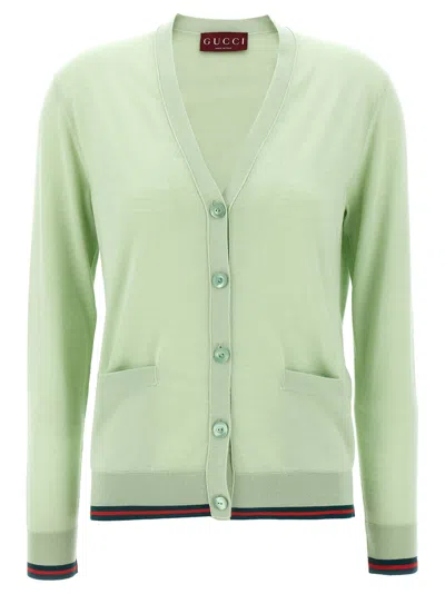 Gucci Extra Fine Cashmere Silk Cardigan In Green