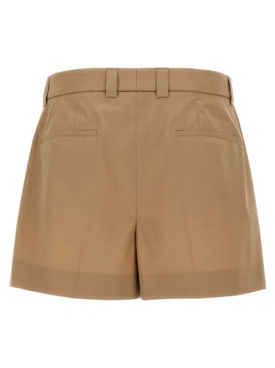 Gucci Tailored Cotton Shorts With Pockets And Pleats In Brown
