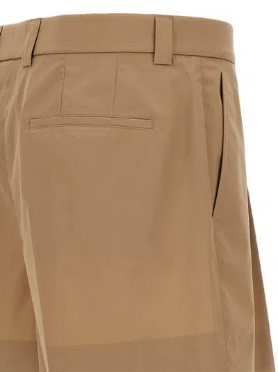 Gucci Tailored Cotton Shorts With Pockets And Pleats In Brown