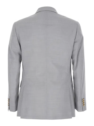 Reveres 1949 Grey Double Breasted Jacket With Peak Lapels