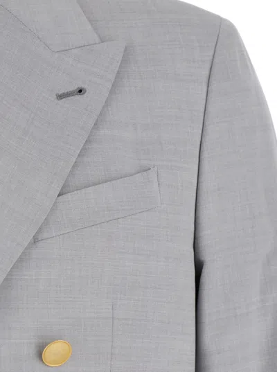 Reveres 1949 Grey Double Breasted Jacket With Peak Lapels