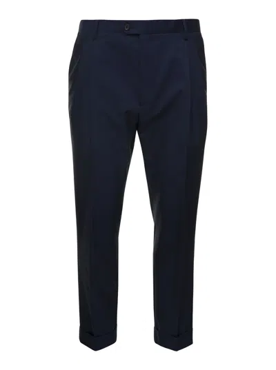 Reveres 1949 Blue Tailored Trousers In Wool Blend Man