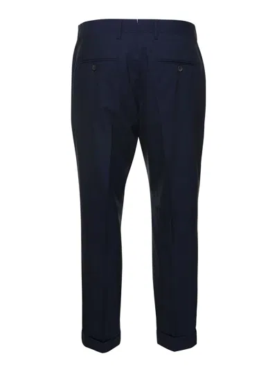 Reveres 1949 Blue Tailored Trousers In Wool Blend Man