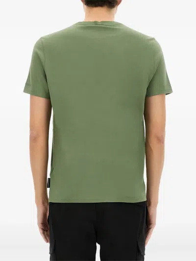 Moose Knuckles Green Solid Crew Neck T-shirt In Green