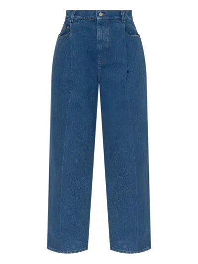Marni Wide-leg Trousers With Pockets And Pleats In Blue