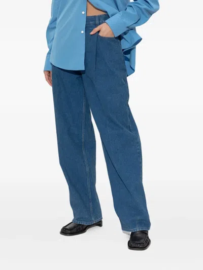 Marni Wide-leg Trousers With Pockets And Pleats In Blue