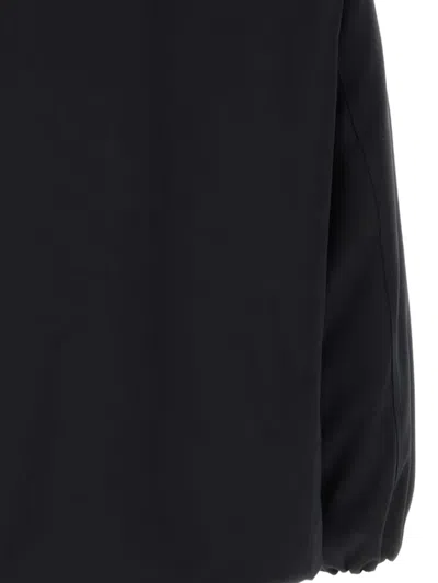 Jil Sander Wool Coat With Long Sleeves And Curved Hem In Black