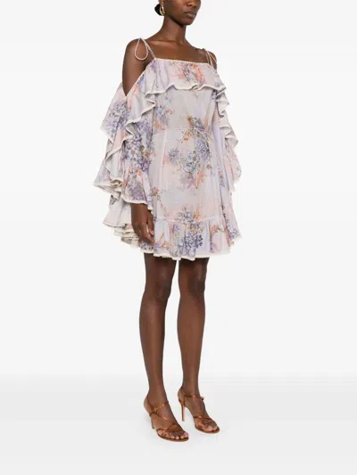 Zimmermann Cotton Mini Dress In Neutral