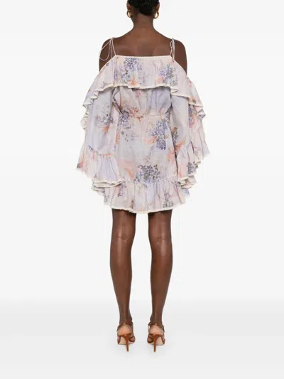 Zimmermann Cotton Mini Dress In Neutral