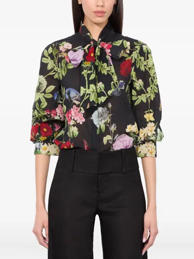 Alice And Olivia Alice + Olivia Lloyd Cotton Blouse In Multi