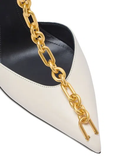 Balmain Sync Leather Stilettos With Pointed Toe In Neutral