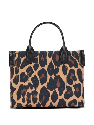 Balmain B-army Small Shopper Shoulder Bag In Leopard-print Canvas In Multi