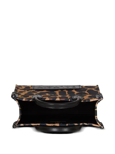 Balmain B-army Small Shopper Shoulder Bag In Leopard-print Canvas In Multi