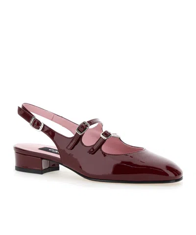 Carel Paris Pêche Patent-leather Slingback Pumps In Burgundy