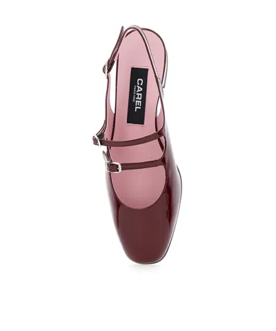 Carel Paris Pêche Patent-leather Slingback Pumps In Burgundy