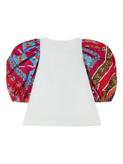 Pucci Junior Puff-sleeve Iride-patterned Top In Multi