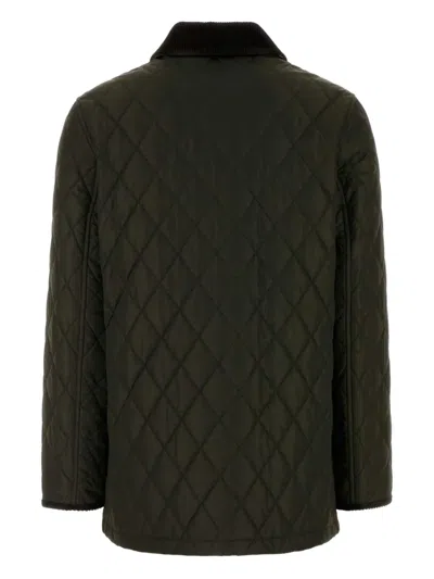 Burberry Quilted Country Jacket Corduroy Collar In Green