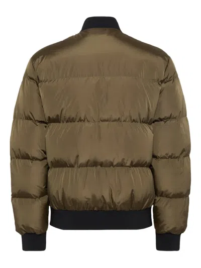 Dsquared2 Padded Green Puffer Jacket With Two-way Zip In Brown