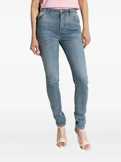 Balmain Whiskering-effect Jeans In Blue
