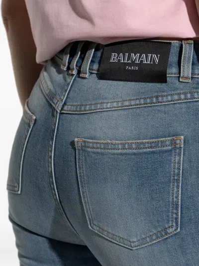 Balmain Whiskering-effect Jeans In Blue