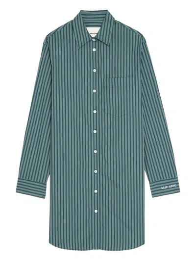 Zadig & Voltaire Womens Emerald Rorning Striped Cotton-poplin Mini Dress In Green