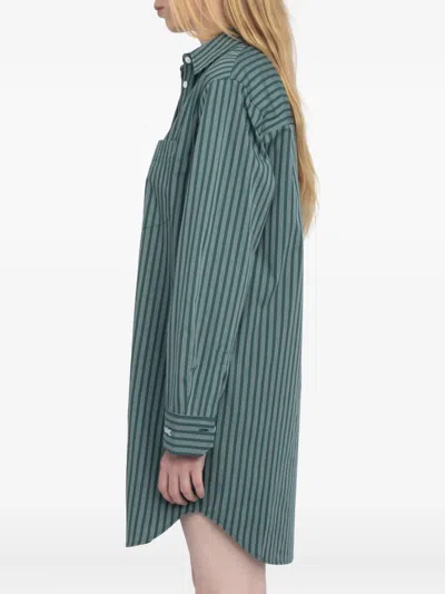 Zadig & Voltaire Womens Emerald Rorning Striped Cotton-poplin Mini Dress In Green