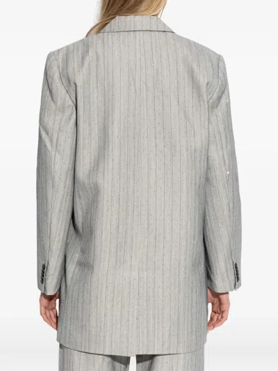 双排扣细条纹西装夹克
