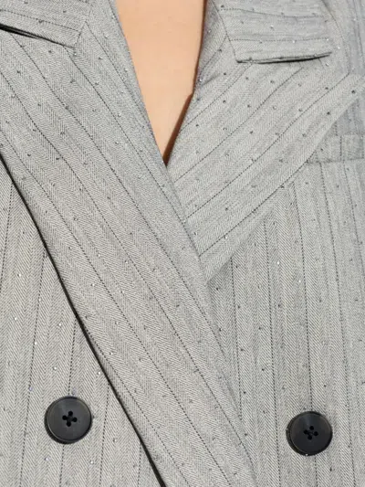 双排扣细条纹西装夹克