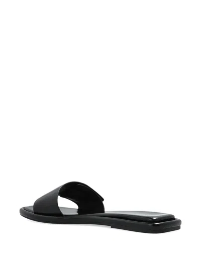 Tory Burch Turnlock Logo Leather Slides In Black