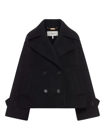 Chloé Double-breasted Jacket With Peaked Lapels In Black