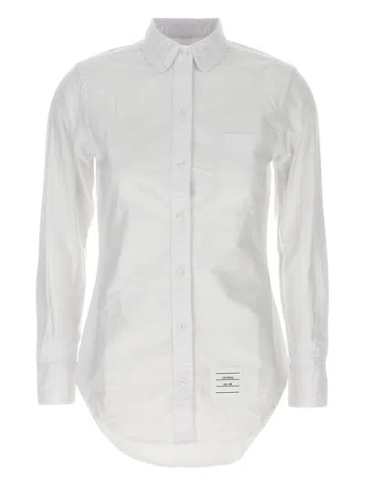 Thom Browne Classic Button-down Shirt With Crisp Collar And Curved Hem In White