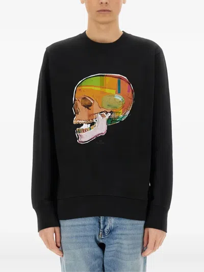 Ps By Paul Smith Ps Paul Smith Skull Sketch Print Sweatshirt In Black