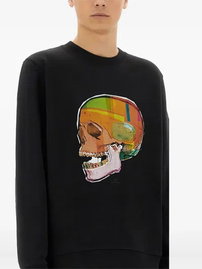 Ps By Paul Smith Ps Paul Smith Skull Sketch Print Sweatshirt In Black