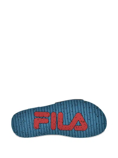 Fila Lunar "black/capri Breeze/ Red" Slides In Black
