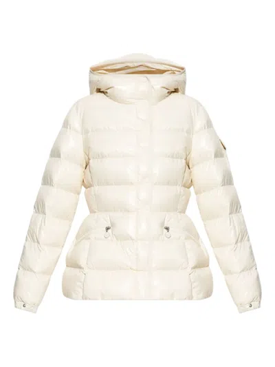Moncler Short Quilted Down Jacket With Adjustable Hood In Nude