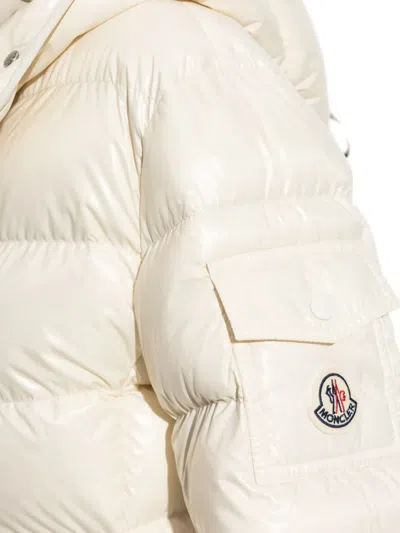 Moncler Short Quilted Down Jacket With Adjustable Hood In Nude