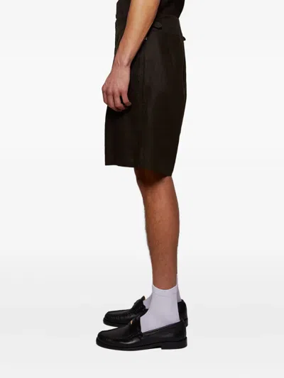 Bode Linen Button-front Shorts In Black