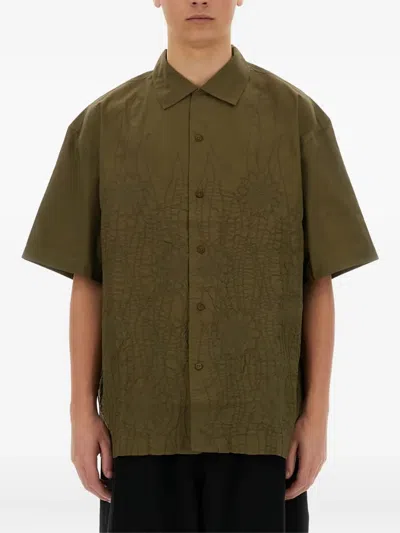 Ymc You Must Create Ymc Green Textured Cotton "ciders" Shirt In Green