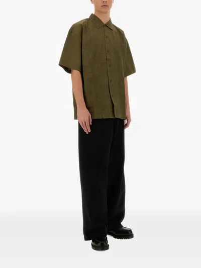 Ymc You Must Create Ymc Green Textured Cotton "ciders" Shirt In Green