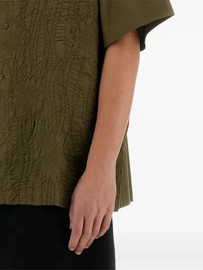Ymc You Must Create Ymc Green Textured Cotton "ciders" Shirt In Green